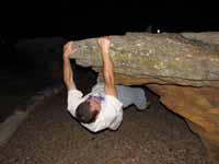 Midnight bouldering at a rest stop in Kansas. (Category:  Rock Climbing)