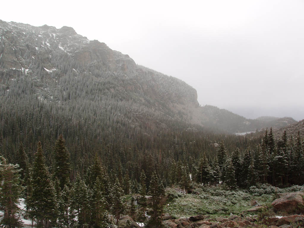 The snow stopped after about 45 minutes. (Category:  Rock Climbing)