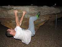 Midnight bouldering at a rest stop in Kansas. (Category:  Rock Climbing)