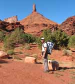 Me with the haul bag preparing to hike in to Castleton. (Category:  Rock Climbing)