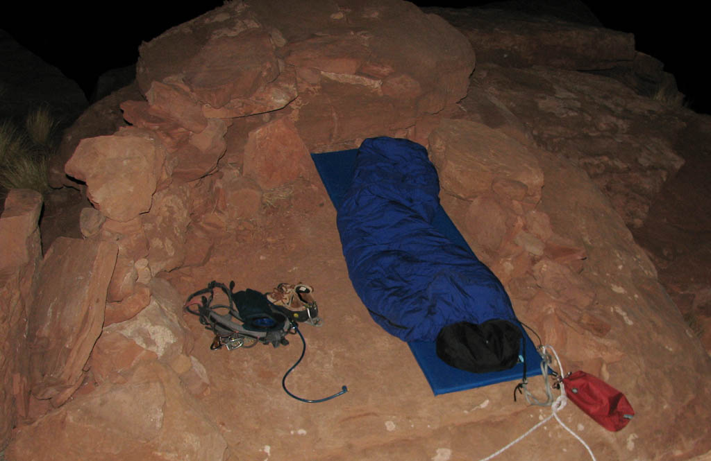Semi-sheltered sleeping location on top of Castleton. (Category:  Rock Climbing)