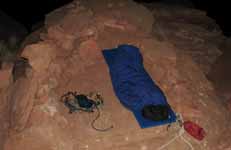 Semi-sheltered sleeping location on top of Castleton. (Category:  Rock Climbing)