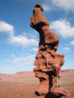 Ryan starting to lead the corkscrew on pitch four. (Category:  Rock Climbing)