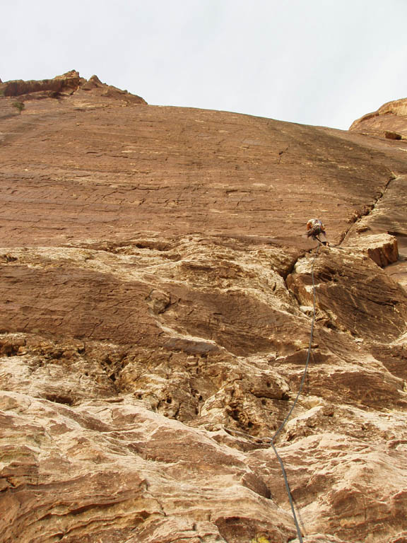 Leading the first pitch of Prince of Darkness. (Category:  Rock Climbing)