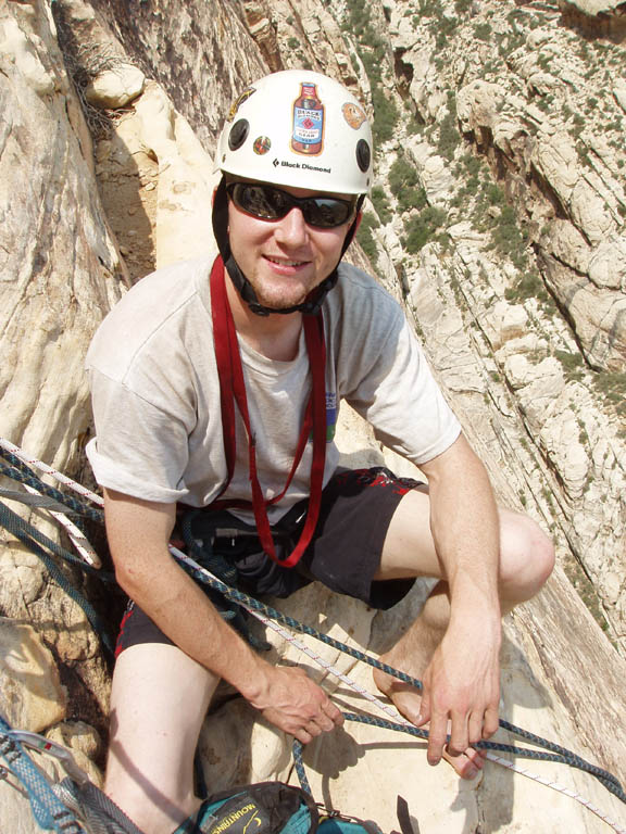 Ryan at the top of Prince of Darkness. (Category:  Rock Climbing)