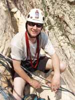 Ryan at the top of Prince of Darkness. (Category:  Rock Climbing)