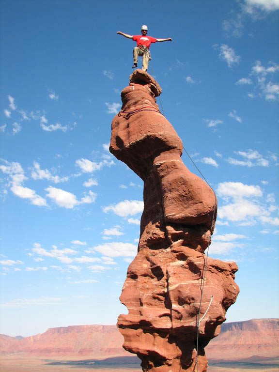 Ryan on top of Ancient Art. (Category:  Rock Climbing)