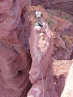 At the third belay as seen from the top of Ancient Art. (Category:  Rock Climbing)