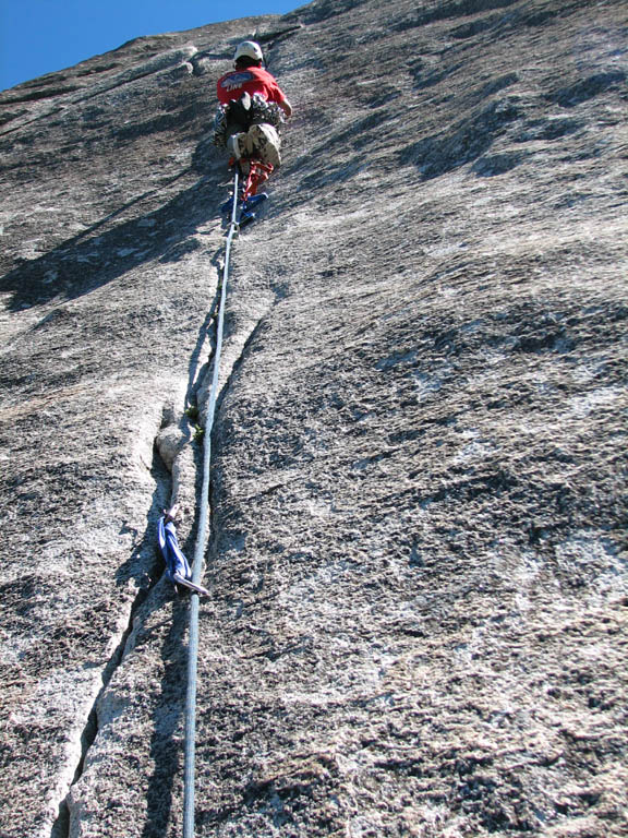 Ryan aiding up pitch 7. (Category:  Rock Climbing)