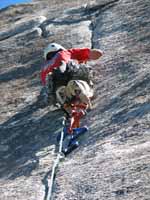 Ryan aiding up pitch 7. (Category:  Rock Climbing)