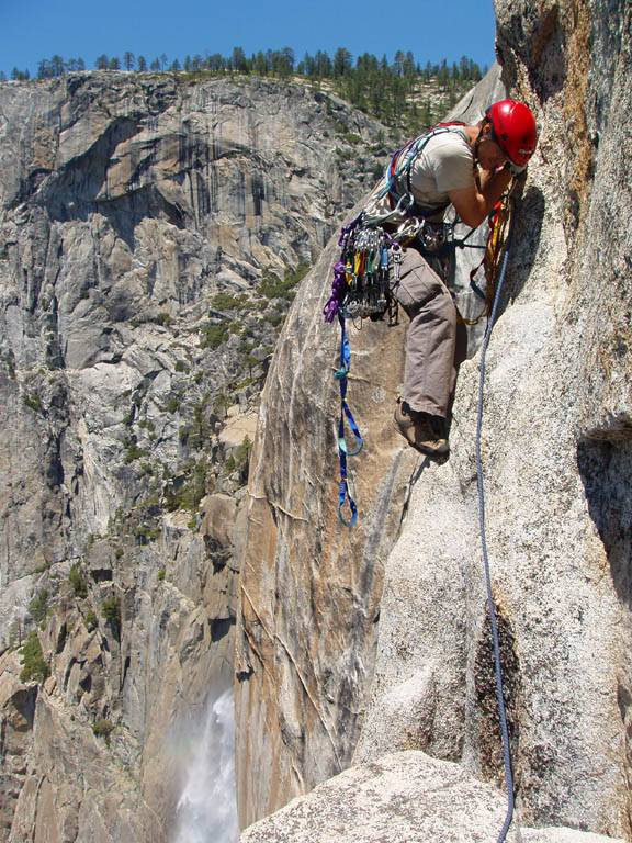 Starting the final pitch of the spire. (Category:  Rock Climbing)