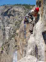 Starting the final pitch of the spire. (Category:  Rock Climbing)