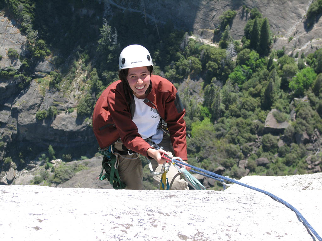 Jess reaching the top of the final pitch. (Category:  Rock Climbing)