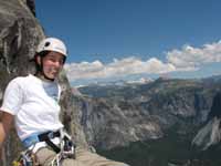 Jess at the top of Lost Arrow Spire. (Category:  Rock Climbing)