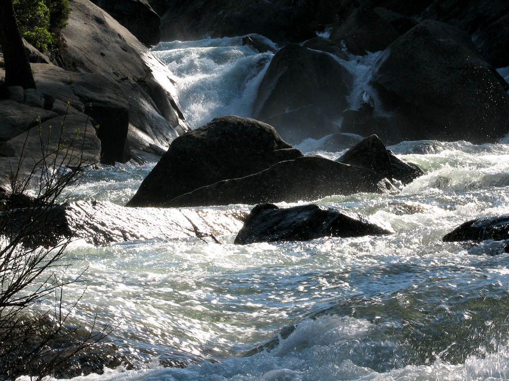 Whitewater above Nevada Falls. (Category:  Rock Climbing)