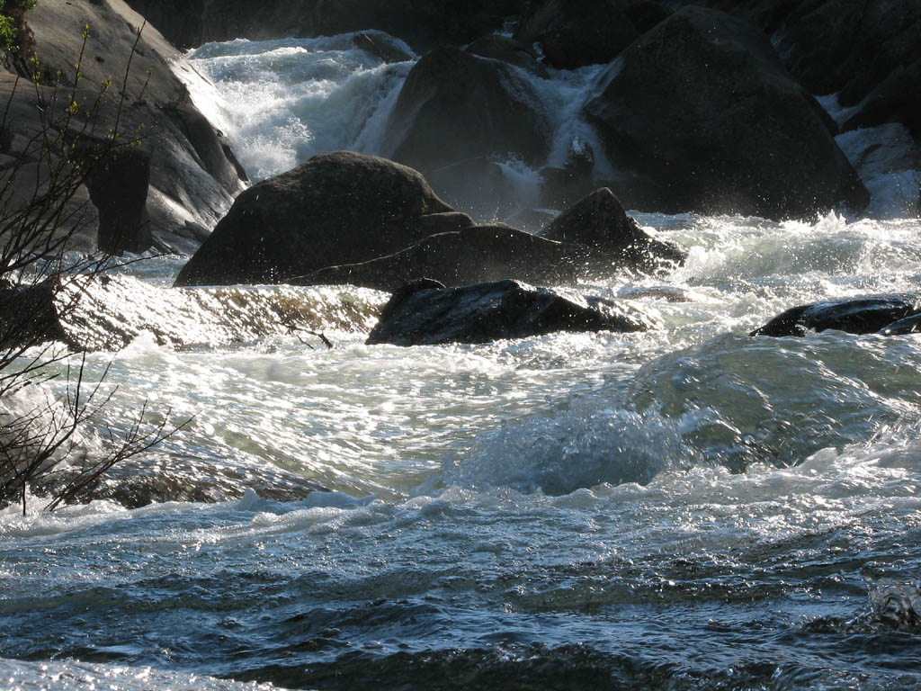Whitewater above Nevada Falls. (Category:  Rock Climbing)