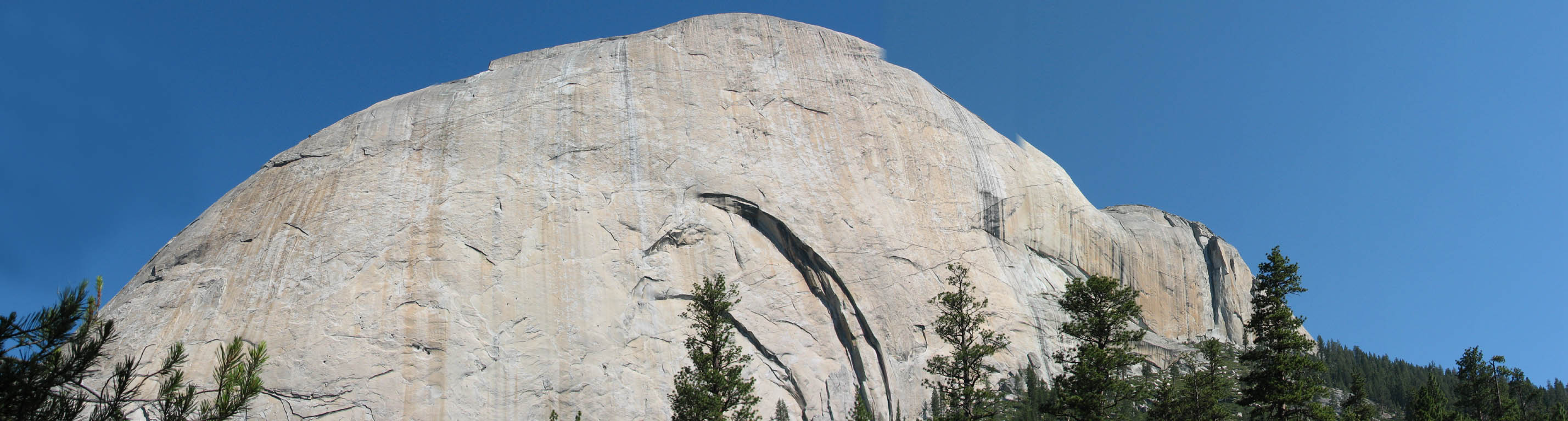 Panorama of the south face of Half Dome. (Category:  Rock Climbing)