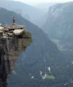 Me on the Diving Board which overhangs the sheer face of Half Dome. (Category:  Rock Climbing)