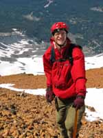 Hiking up Red Banks, nearing the summit of Mt. Shasta. (Category:  Rock Climbing)