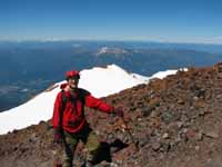 Hiking up Red Banks, nearing the summit of Mt. Shasta. (Category:  Rock Climbing)