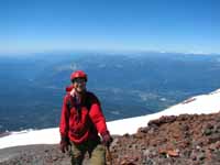 Hiking up Red Banks, nearing the summit of Mt. Shasta. (Category:  Rock Climbing)