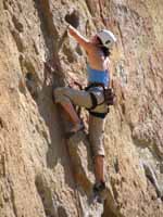 Bridgette leading Five Gallon Buckets. (Category:  Rock Climbing)