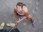 Jenn belaying. (Category:  Rock Climbing)