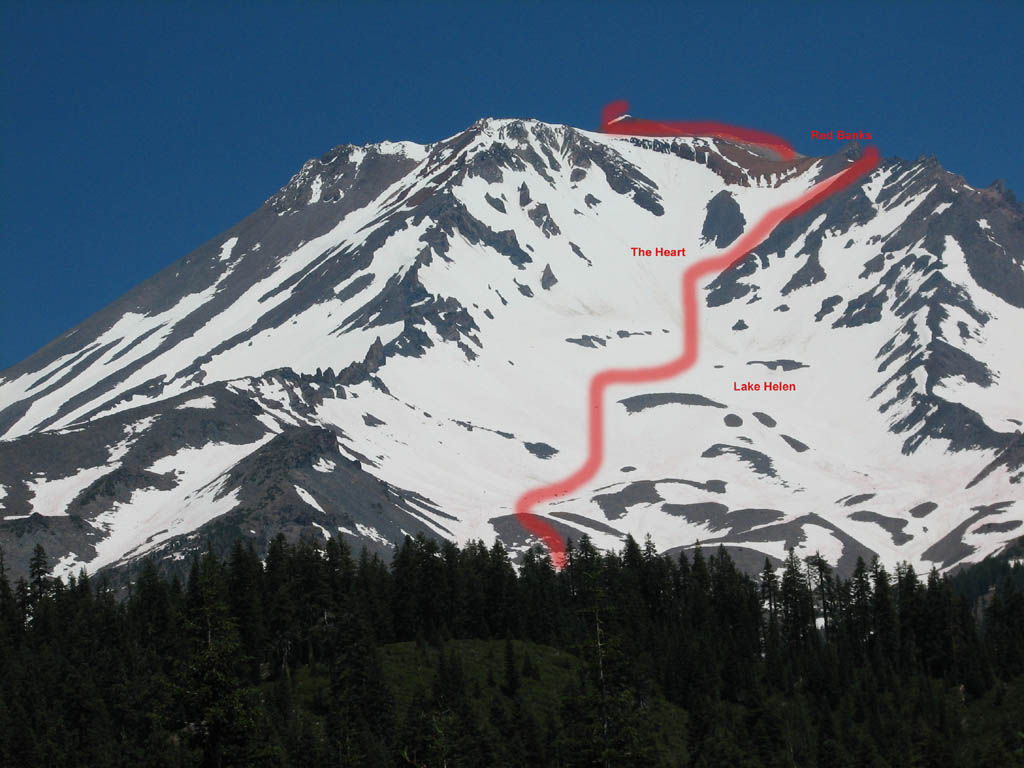 Avalanche Gulch route up Mt. Shasta. (Category:  Rock Climbing)