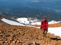 Hiking up Red Banks, nearing the summit of Mt. Shasta. (Category:  Rock Climbing)