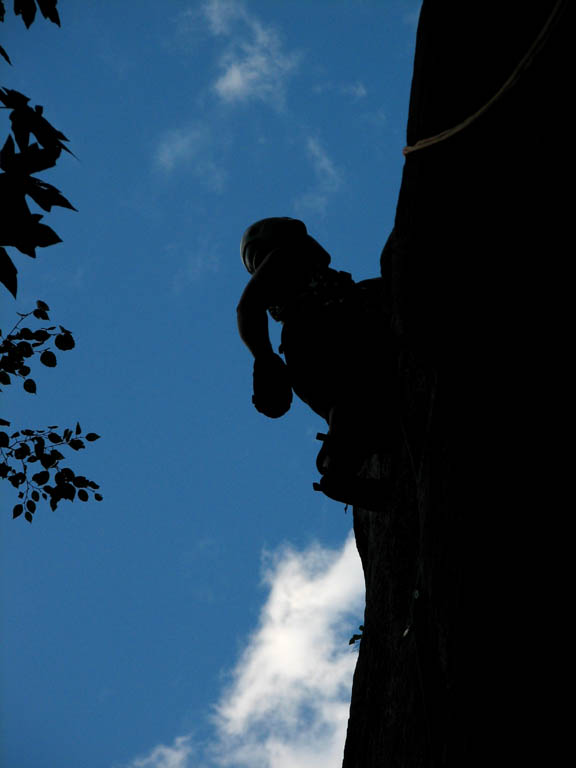 Jenn leading Zip. (Category:  Rock Climbing)