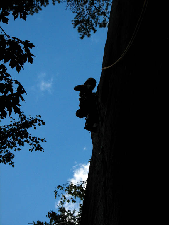 Jenn leading Zip. (Category:  Rock Climbing)