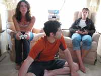 Bridgette, Noah and Jenn hanging out in the RV. (Category:  Rock Climbing)