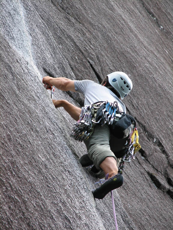 Paul leading Exasperator. (Category:  Rock Climbing)