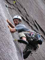 Paul leading Exasperator. (Category:  Rock Climbing)