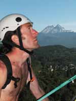 David on Diedre.  That is Garibaldi peak in the background. (Category:  Rock Climbing)