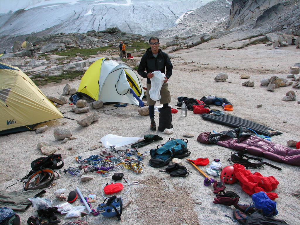 Taking advantage of a bit of sun to dry gear. (Category:  Rock Climbing)