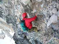 Scrambling up to the base of the NE Ridge of Bugaboo Spire. (Category:  Rock Climbing)