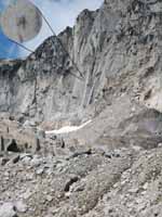 Climber (Brian?) on McTech Arete. (Category:  Rock Climbing)