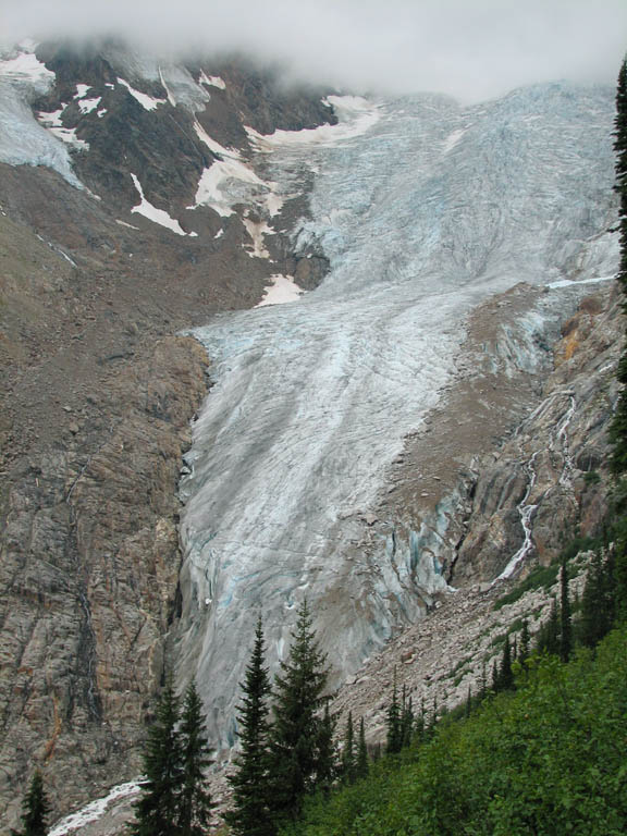 First view of Bugaboo Glacier while hiking up to Kain hut. (Category:  Rock Climbing)