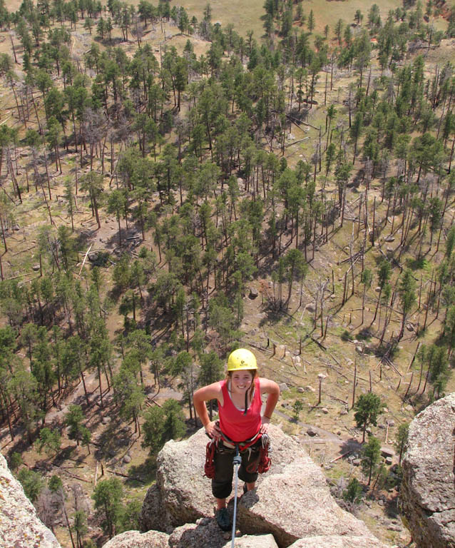 Jessica just a few feet away from the summit. (Category:  Rock Climbing)