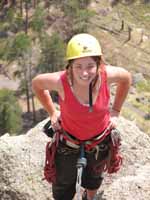 Jessica just a few feet away from the summit. (Category:  Rock Climbing)