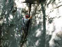 Leading Boldville. (Category:  Rock Climbing)