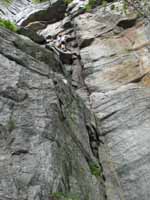 Adam leading High Exposure. (Category:  Rock Climbing)