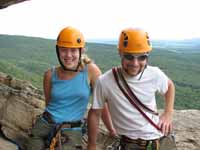 Katie and Adam on the High Exposure ledge. (Category:  Rock Climbing)