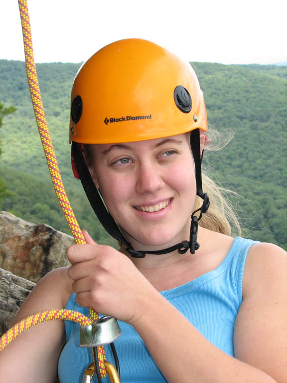 Katie belaying. (Category:  Rock Climbing)