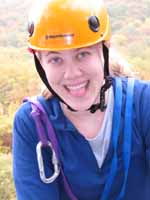 Katie at the top of Disneyland. (Category:  Rock Climbing)