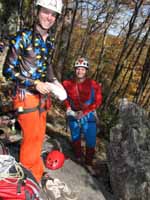 A large group from Dartmouth was climbing in full costume. (Category:  Rock Climbing)