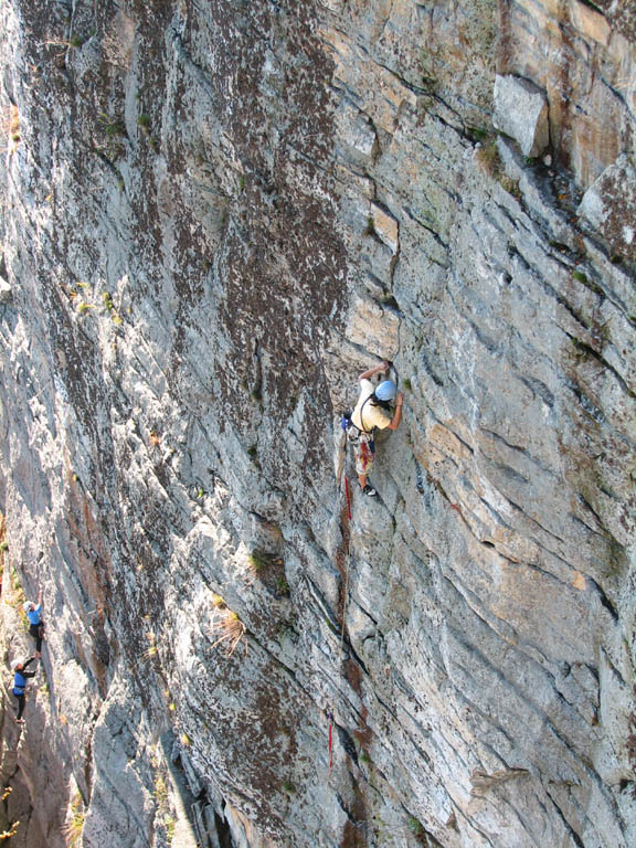 Aramy leading the first pitch of Modern Times. (Category:  Rock Climbing)