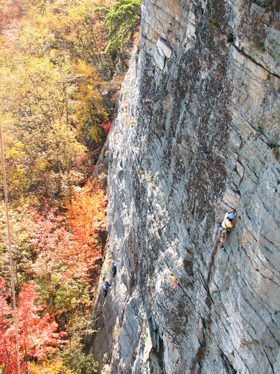 Aramy leading the first pitch of Modern Times. (Category:  Rock Climbing)