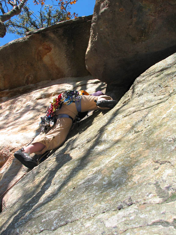 Kristin leading RMC. (Category:  Rock Climbing)